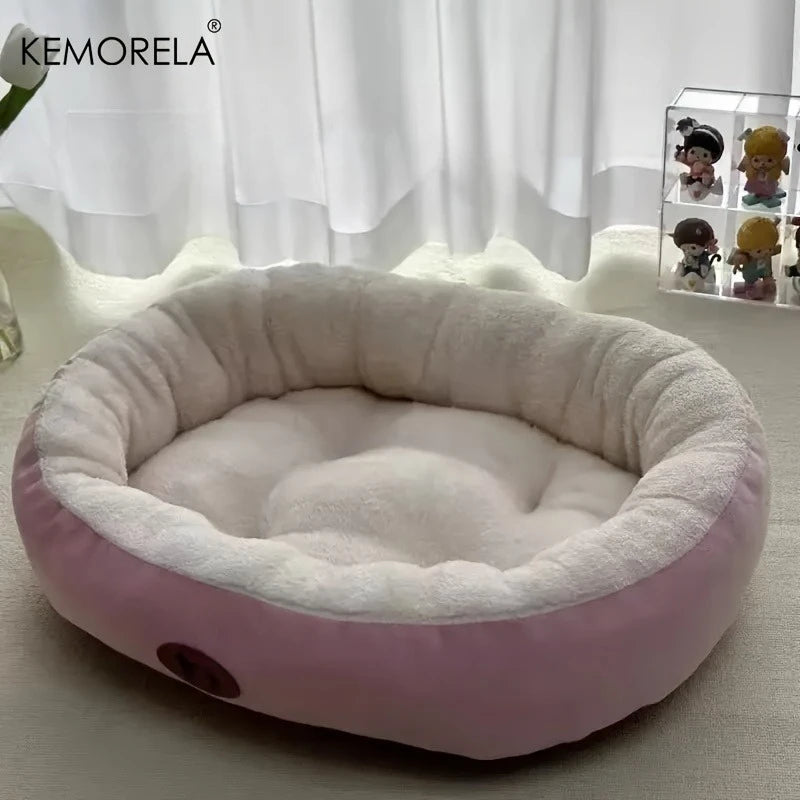Oval Snuggle Pet Bed - Plush Warm Bed for Cats & Small Dogs