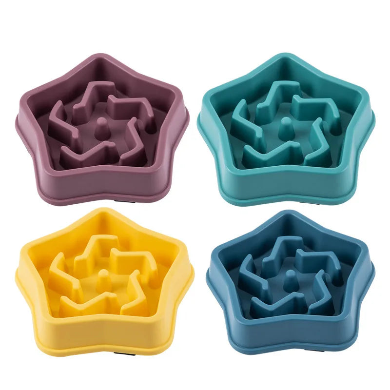 Round Non-Slip Slow Feed Bowl for Cats & Dogs - Anti-Choking Design