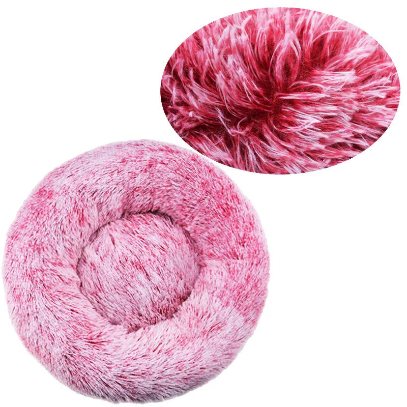 Round Plush Dog & Cat Bed House - Warm Winter Cave, 6 Sizes