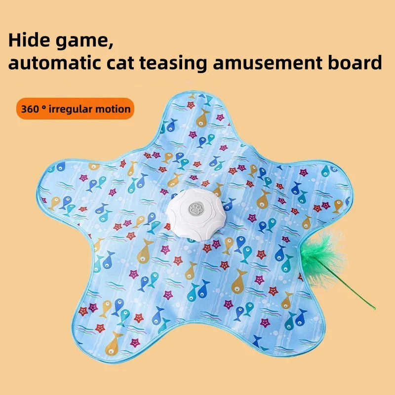Interactive Cat Scratcher Carpet - Star-Shaped Hunting Toy with Teaser