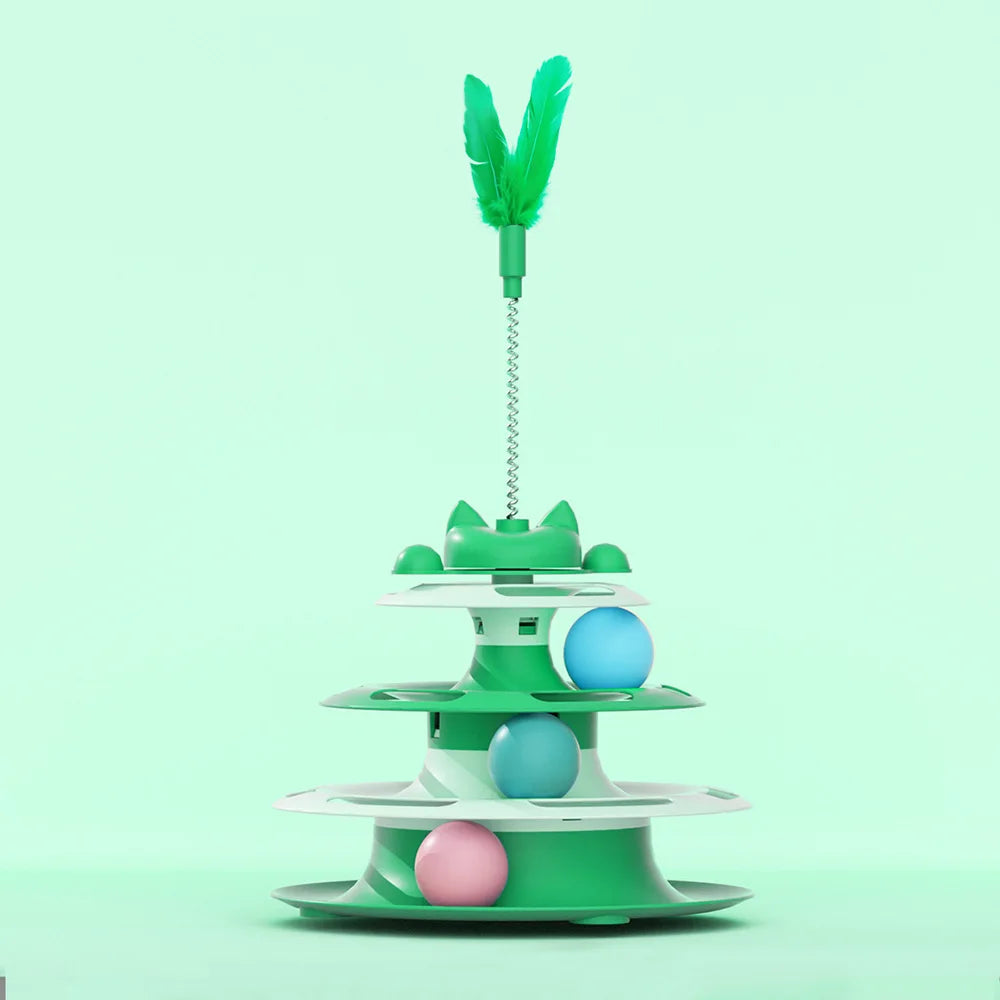 Interactive Turntable Cat Toy with Teaser Wand & Balls - Anti-Boredom Toy for Kittens & Cats