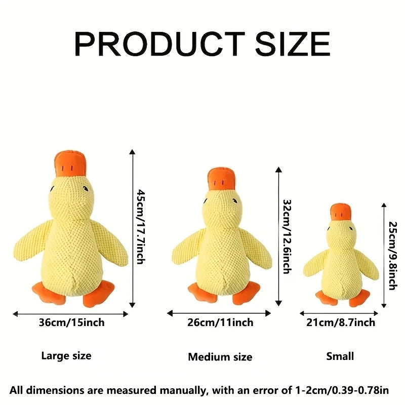 Yellow Duck Plush Dog Toy - Bite Resistant Squeaky Chew Toy for Small & Medium Dogs