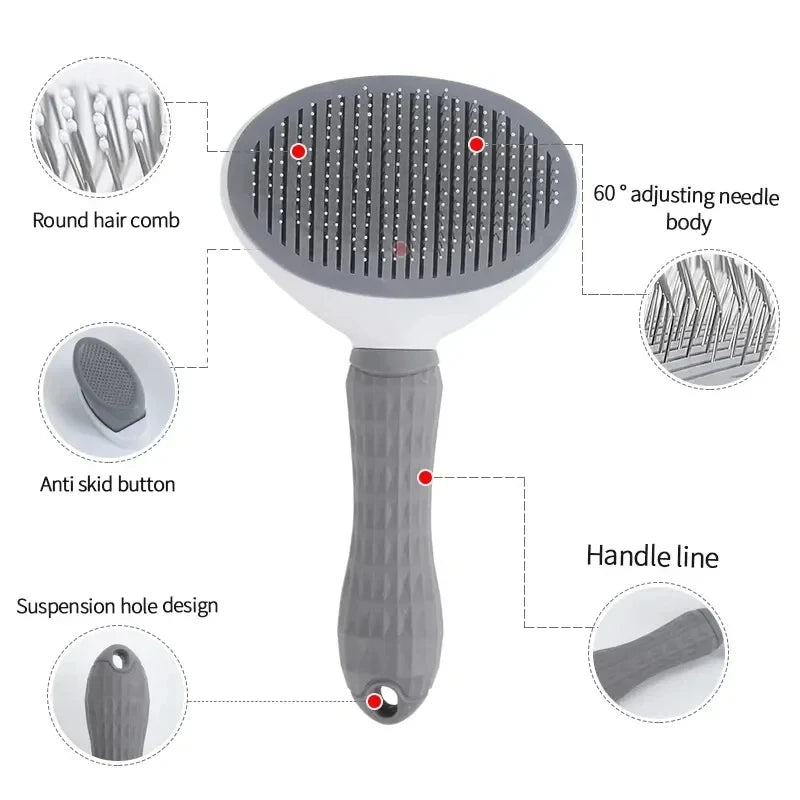 Self-Cleaning Pet Grooming Brush - Dematting Comb for Dogs & Cats